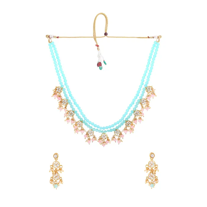 Necklaces Yellow Chimes Yellow Chimes Jewellery Set for Women and Girls Beads Necklaces Set Multilayer Blue Beads Beaded Designed Necklace Set Birthday Gift for girls and women Anniversary Gift for Wife