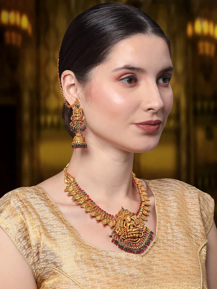 Necklaces Yellow Chimes Yellow Chimes Jewellery Set for Women and Girls Gold Plated Temple Jewellery Set Traditional Accessories Jewellery for Women Birthday Gift for girls and women Anniversary Gift for Wife
