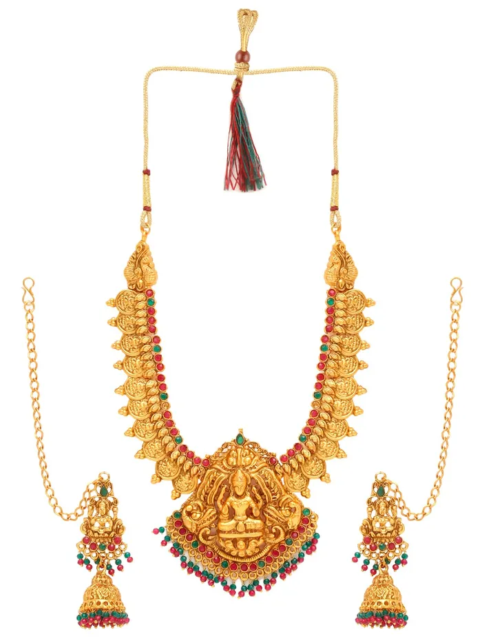 Necklaces Yellow Chimes Yellow Chimes Jewellery Set for Women and Girls Gold Plated Temple Jewellery Set Traditional Accessories Jewellery for Women Birthday Gift for girls and women Anniversary Gift for Wife