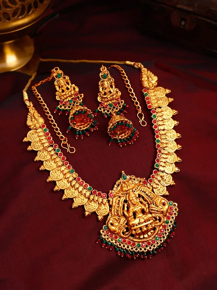 Necklaces Yellow Chimes Yellow Chimes Jewellery Set for Women and Girls Gold Plated Temple Jewellery Set Traditional Accessories Jewellery for Women Birthday Gift for girls and women Anniversary Gift for Wife