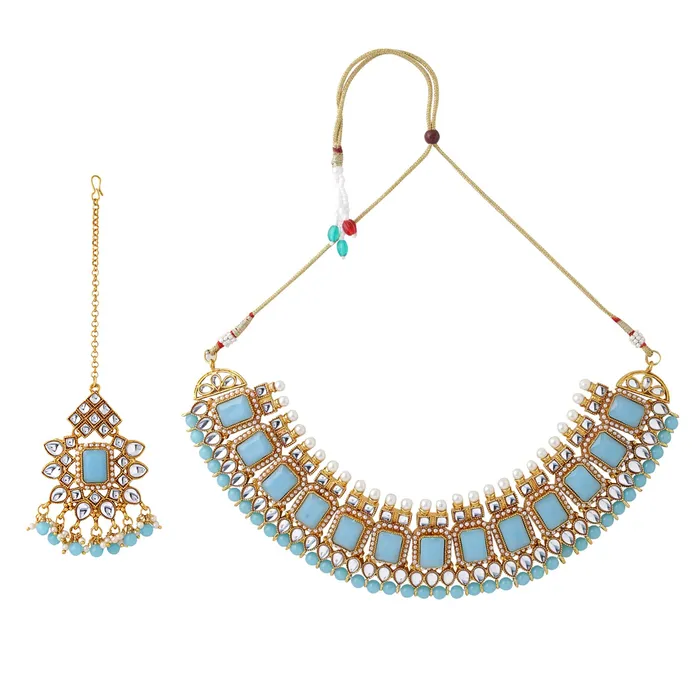 Necklaces Yellow Chimes Yellow Chimes Jewellery Set for Women and Girls Kundan Necklace Set Gold Plated Green Pink Beads Drop Kundan Necklace Set Birthday Gift for girls and women Anniversary Gift for Wife