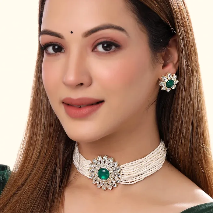 Necklaces Yellow Chimes Yellow Chimes Jewellery Set for Women and Girls Kundan Necklace Set Gold Plated Kundan Studded Beads Beaded Necklace Set Birthday Gift for girls and women Anniversary Gift for Wife