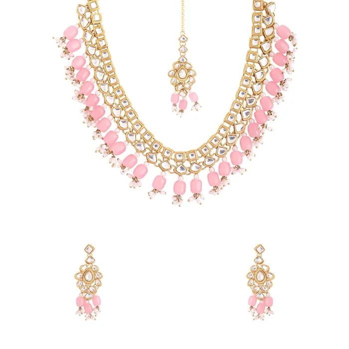 Necklaces Yellow Chimes Yellow Chimes Jewellery Set for Women and Girls Kundan Necklace Set Gold Plated Kundan Studded Pink Beads Drop Necklace Set Birthday Gift for girls and women Anniversary Gift for Wife Necklaces Yellow Chimes Yellow Chimes Jewellery Set for Women and Girls Kundan Necklace Set Gold Plated Kundan Studded Pink Beads Drop Necklace Set Birthday Gift for girls and women Anniversary Gift for Wife