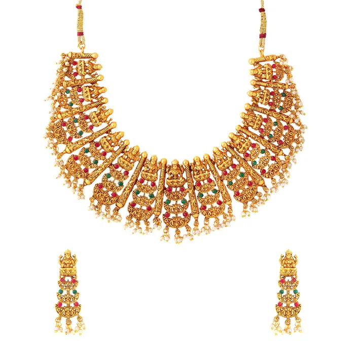 Necklaces Yellow Chimes Yellow Chimes Jewellery Set for Women and Girls Temple Jewellery Set for Women Gold Plated Traditional Choker Necklace Set Birthday Gift for girls and women Anniversary Gift for Wife Necklaces Yellow Chimes Yellow Chimes Jewellery Set for Women and Girls Temple Jewellery Set for Women Gold Plated Traditional Choker Necklace Set Birthday Gift for girls and women Anniversary Gift for Wife