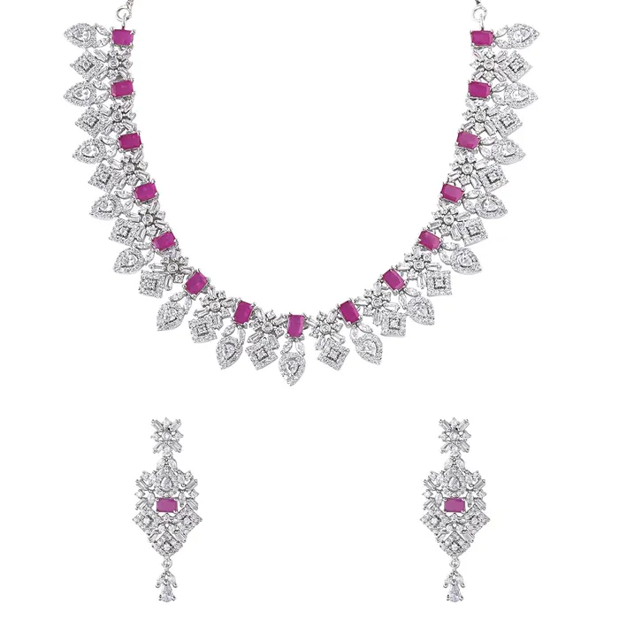 Necklaces Yellow Chimes Yellow Chimes Jewellery Set for Women Rhodium Plated ADAmerican Diamond Studded Multicolor Crystal Necklace Set with Earrings for Women and Girls Style 5 Necklaces Yellow Chimes Yellow Chimes Jewellery Set for Women Rhodium Plated ADAmerican Diamond Studded Multicolor Crystal Necklace Set with Earrings for Women and Girls Style 5