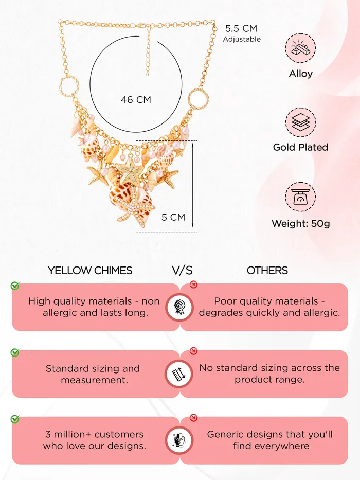 Necklaces Yellow Chimes Yellow Chimes Necklace for Women and Girls Fashion Choker Necklace for Women Western Statement Style Pearl Choker Necklace Birthday Gift for Girls Women Anniversary Gift for Wife