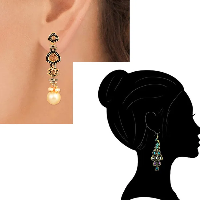 Necklaces Yellow Chimes Yellow Chimes Oxidized Combo 2 Pairs Stylish Earrings for Women and Girls