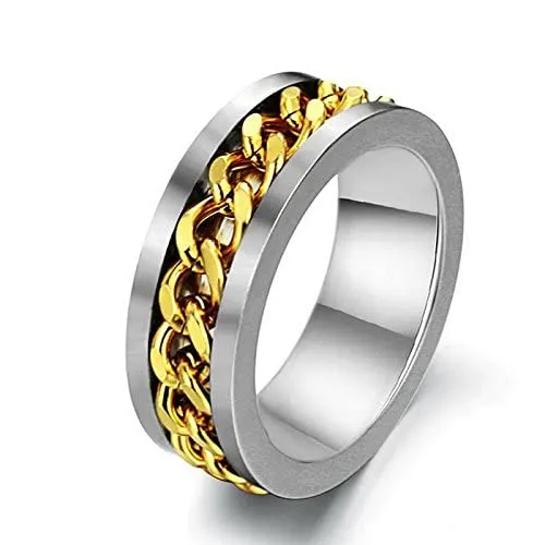 Necklaces Yellow Chimes Yellow Chimes Rings for Men Silver toned Stainless Steel Gold Colored Band Designed Rings for Men and Girls Necklaces Yellow Chimes Yellow Chimes Rings for Men Silver toned Stainless Steel Gold Colored Band Designed Rings for Men and Girls