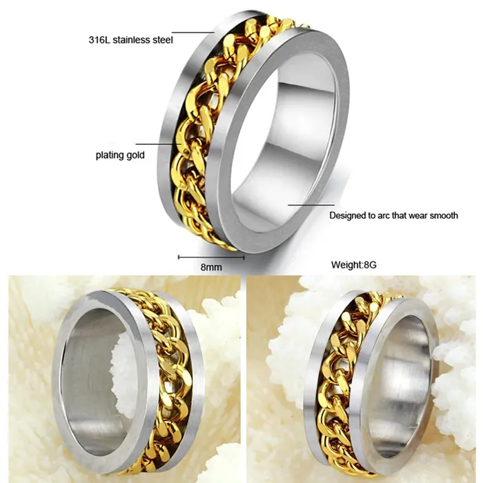 Necklaces Yellow Chimes Yellow Chimes Rings for Men Silver toned Stainless Steel Gold Colored Band Designed Rings for Men and Girls