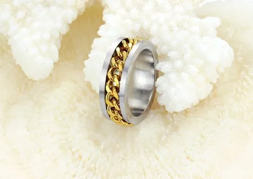 Necklaces Yellow Chimes Yellow Chimes Rings for Men Silver toned Stainless Steel Gold Colored Band Designed Rings for Men and Girls