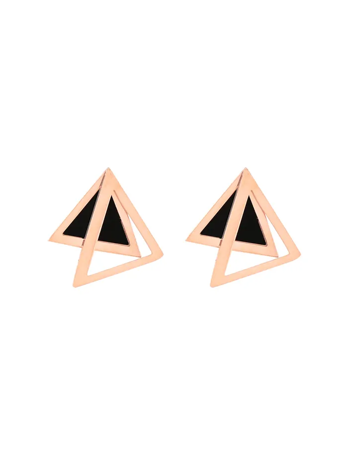 Necklaces Yellow Chimes Yellow Chimes Stud Earrings for Women Western Rose Gold Plated Stainless Steel Black Triangular Studs Earrings For Women and Girls Necklaces Yellow Chimes Yellow Chimes Stud Earrings for Women Western Rose Gold Plated Stainless Steel Black Triangular Studs Earrings For Women and Girls