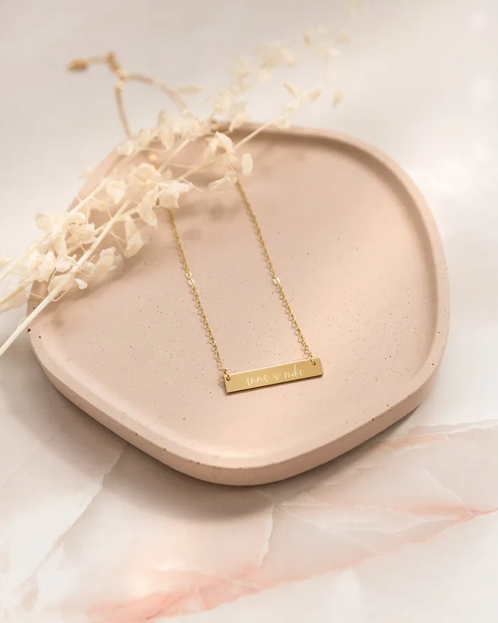 Personalized Couple Names With Heart Bar Necklace Zen and Zuri Necklaces