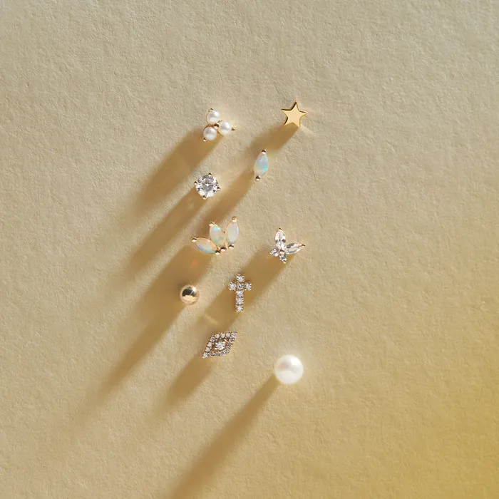 PETAL Opal Threadless Flatback Earring AURELIE GI Earrings