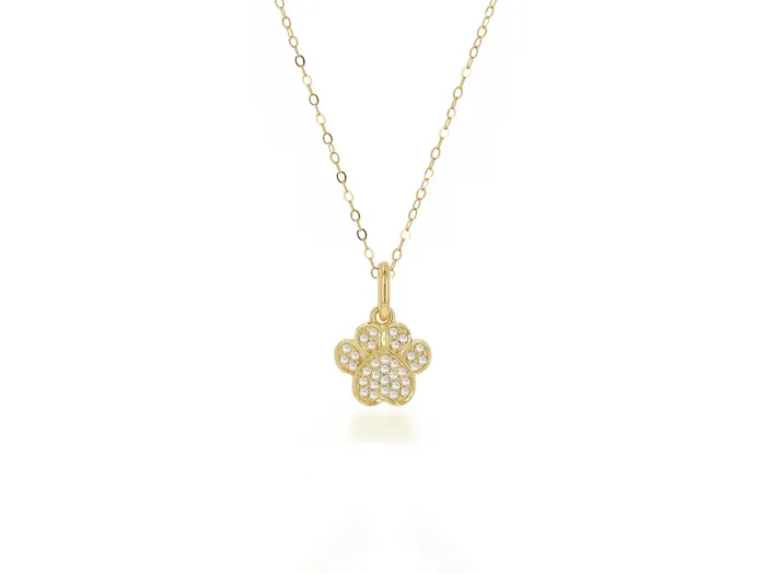 Rachel Reid Charm Necklaces Diamond Dog Paw Charm