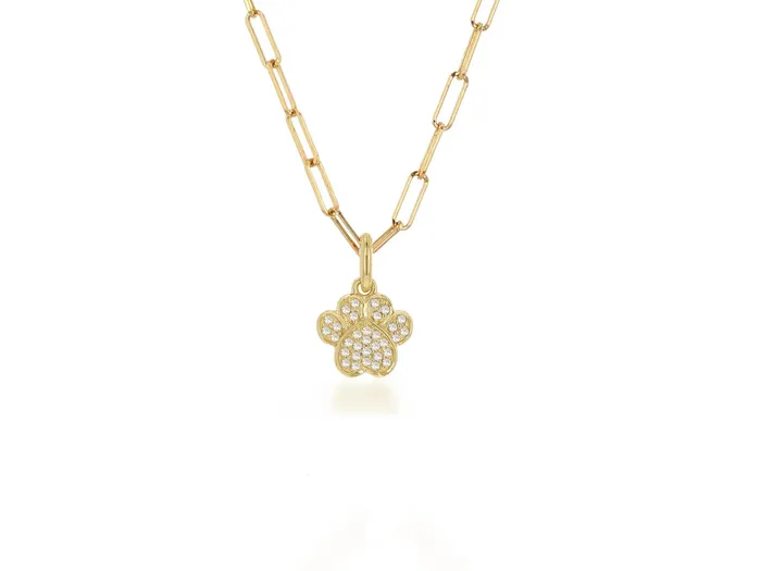 Rachel Reid Charm Necklaces Diamond Dog Paw Charm