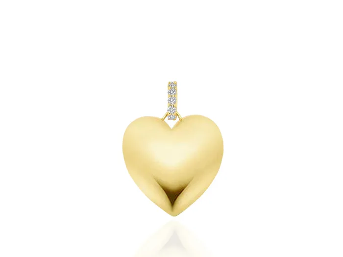 Rachel Reid Charm Necklaces Oversized Puffy Gold Heart Charm