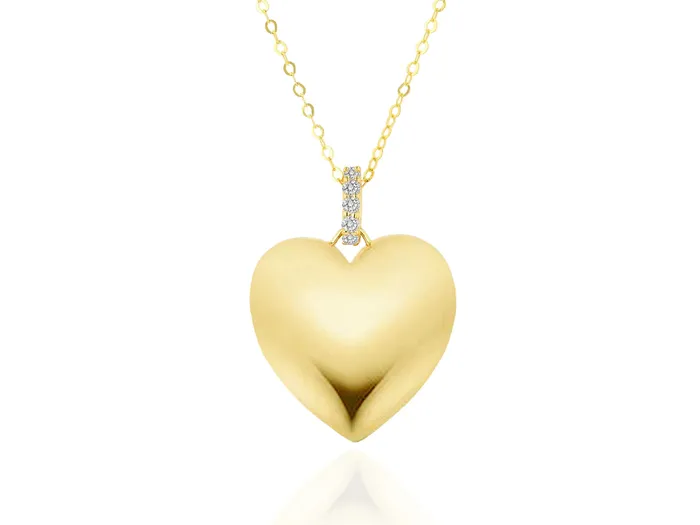 Rachel Reid Charm Necklaces Oversized Puffy Gold Heart Charm
