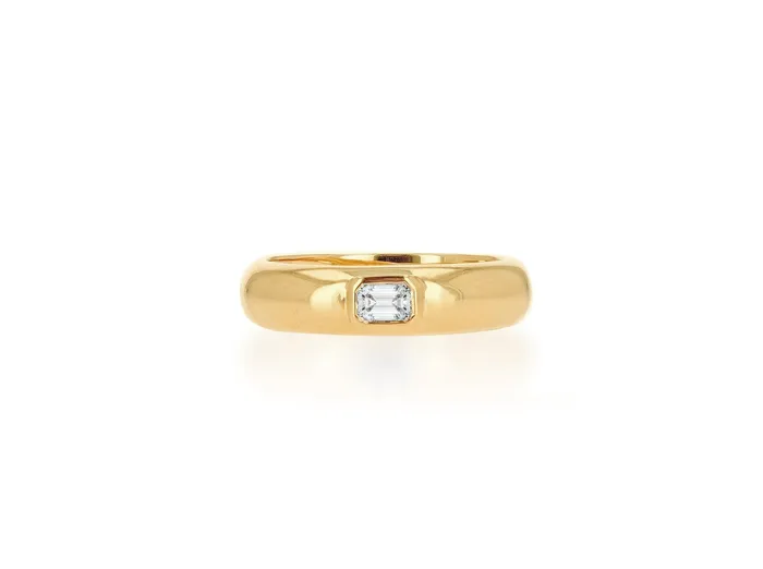 Rachel Reid Rings Emerald Diamond Cut Ring
