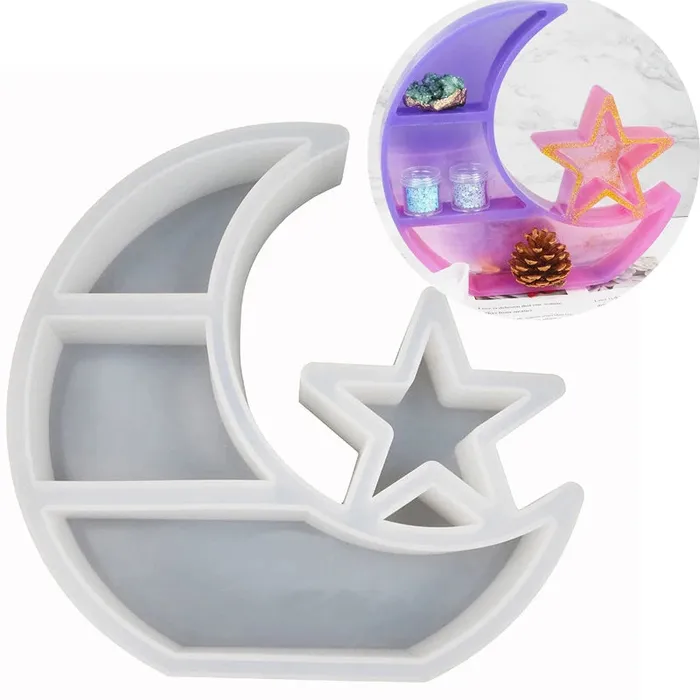Resin Art Hub Earrings Moon Star Storage Box