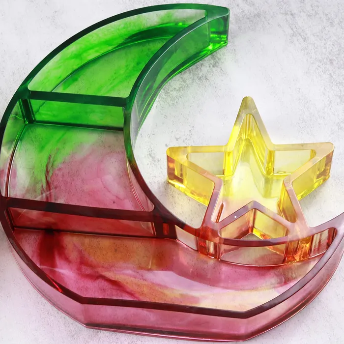Resin Art Hub Earrings Moon Star Storage Box