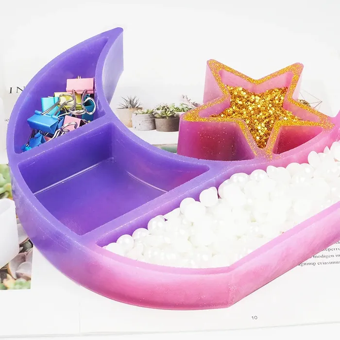 Resin Art Hub Earrings Moon Star Storage Box