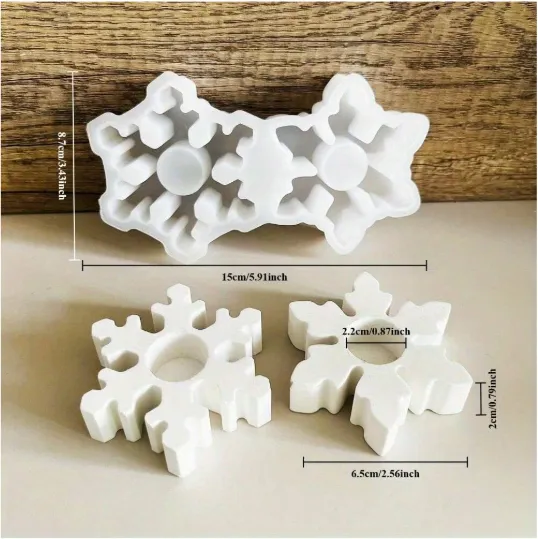 RESIN ART HUB Necklaces Christmas Snowflakes Candle Holder Silicone Mold for Jesmonite Art