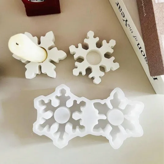 RESIN ART HUB Necklaces Christmas Snowflakes Candle Holder Silicone Mold for Jesmonite Art