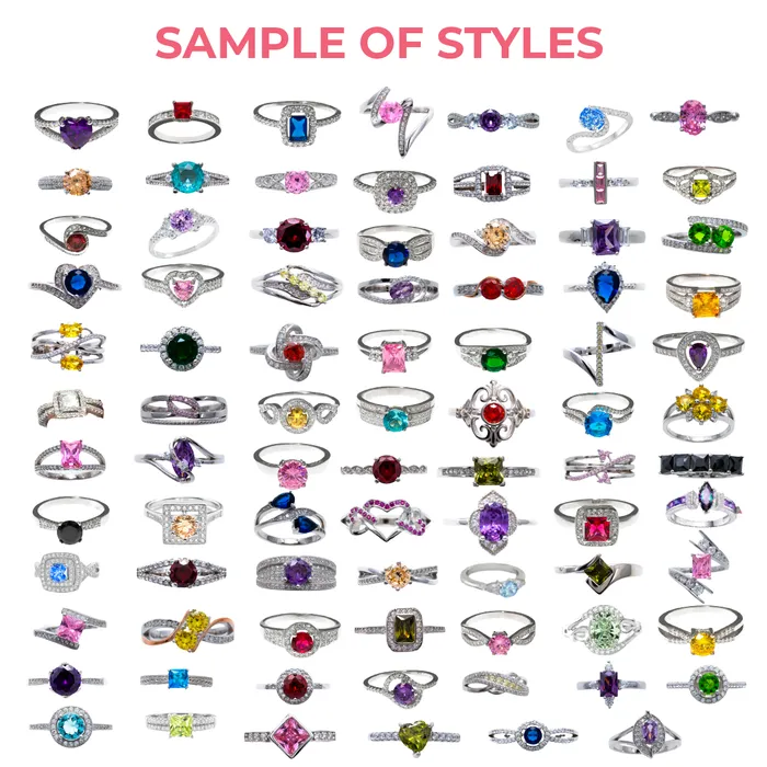 Ring Bomb Sized Rings 925 Sterling Silver Rhodium Coated 100 Styles BATH0003 Rings