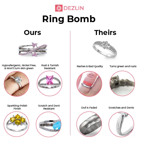 Ring Bomb Sized Rings 925 Sterling Silver Rhodium Coated 100 Styles BATH0003 Rings