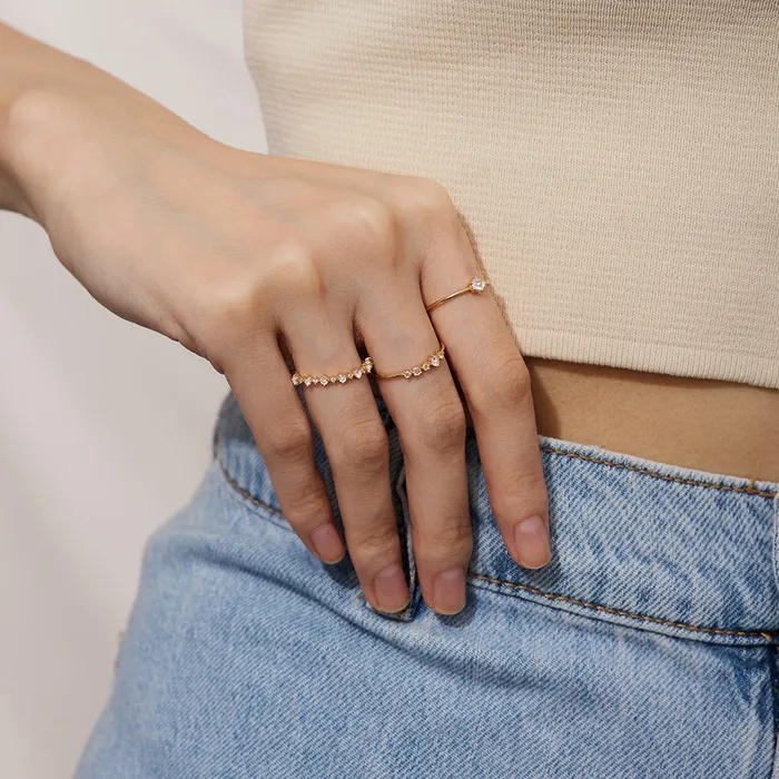 Rings AURELIE GI MARGARET Rose Cut White Sapphire Band Ring