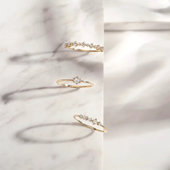Rings AURELIE GI MARGARET Rose Cut White Sapphire Band Ring
