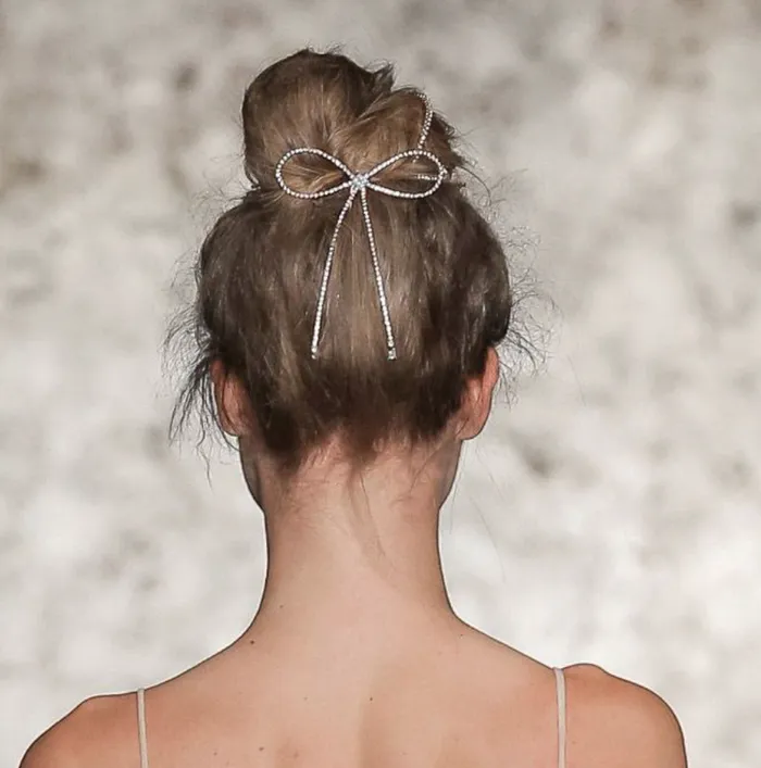 Rings Crystal Bow Square Hair Pin keren wolf