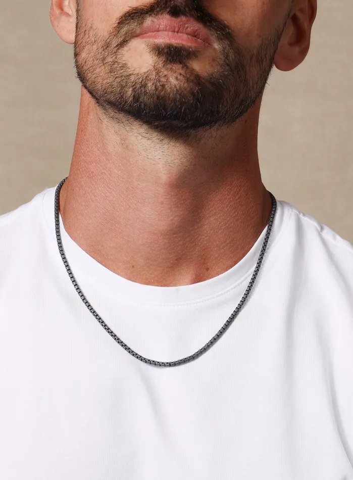Rings WE ARE ALL SMITH Mens Jewelry Clothing Titanium coated over sterling 3mm Venetian round box chain