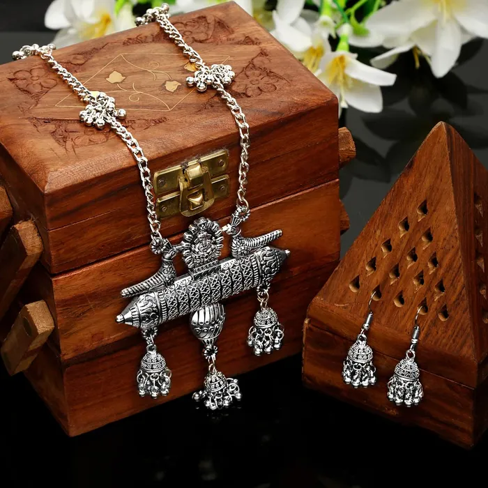 Rings Yellow Chimes Jewellery Set for Women and Girls Traditional Silver Oxidised Jewellery Set Silver Oxidized Necklace Set Birthday Gift For Girls Women Anniversary Gift for Wife Yellow Chimes