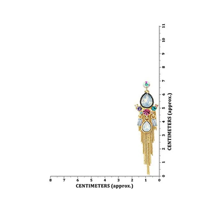 Rings Yellow Chimes Latest Modal Multi Color Crystal Elements long Chain Tassel Earrings For Women Yellow Chimes