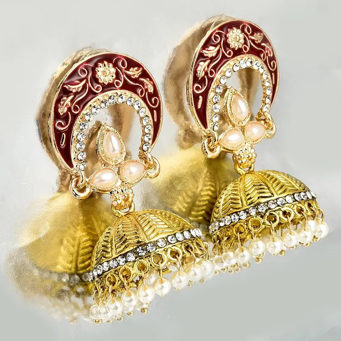 Rings Yellow Chimes Meenakari Work Traditional Jhumka Fusion Chandbali Earrings for Women Girls Yellow Chimes