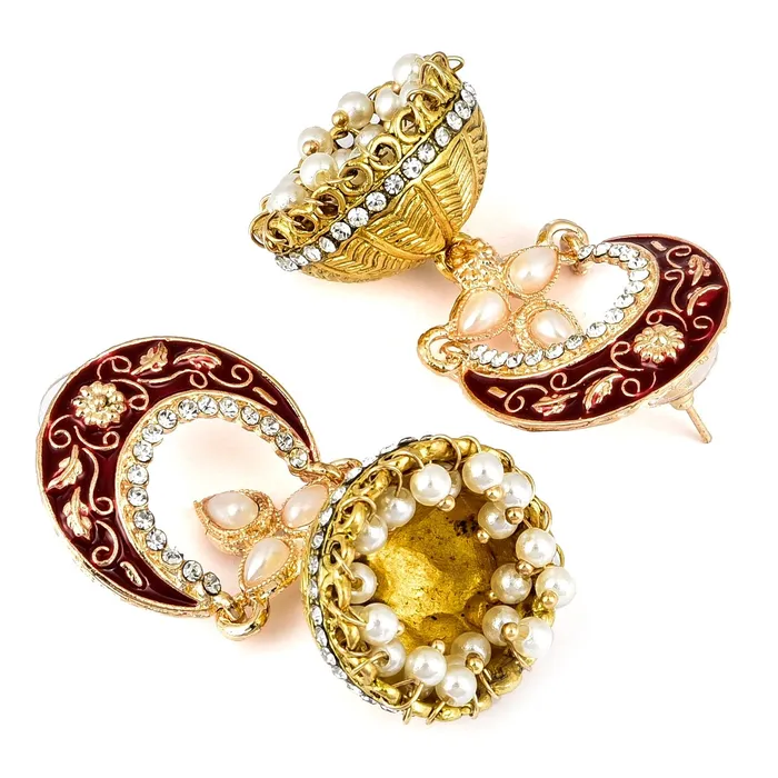 Rings Yellow Chimes Meenakari Work Traditional Jhumka Fusion Chandbali Earrings for Women Girls Yellow Chimes