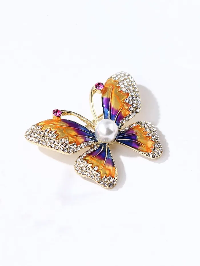 Rings Yellow Chimes Yellow Chimes Brooch for Women Multicolor Crystal Butterfly Shaped Brooch Pin Fashionable Brooch for Girls and Women