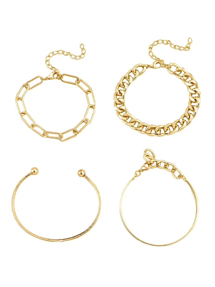 Rings Yellow Chimes Yellow Chimes Combo Bracelets for Women Set of 4 Gold Plated Stack Chain Bangle Bracelet Set for Women and Girls Rings Yellow Chimes Yellow Chimes Combo Bracelets for Women Set of 4 Gold Plated Stack Chain Bangle Bracelet Set for Women and Girls