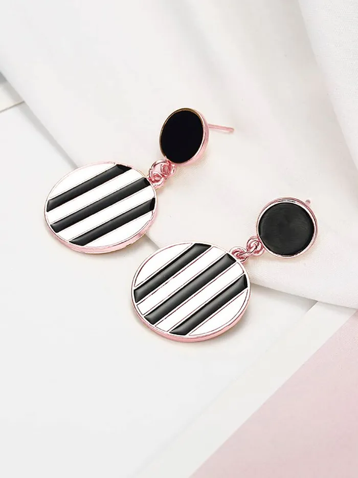 Rings Yellow Chimes Yellow Chimes Drop Earrings for Women Western Rose Gold Plated Stainless Steel Geometric Drop Earrings For Women and Girls