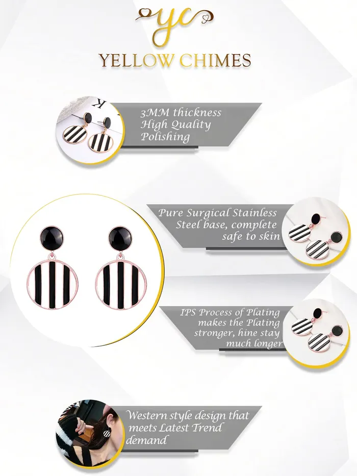 Rings Yellow Chimes Yellow Chimes Drop Earrings for Women Western Rose Gold Plated Stainless Steel Geometric Drop Earrings For Women and Girls