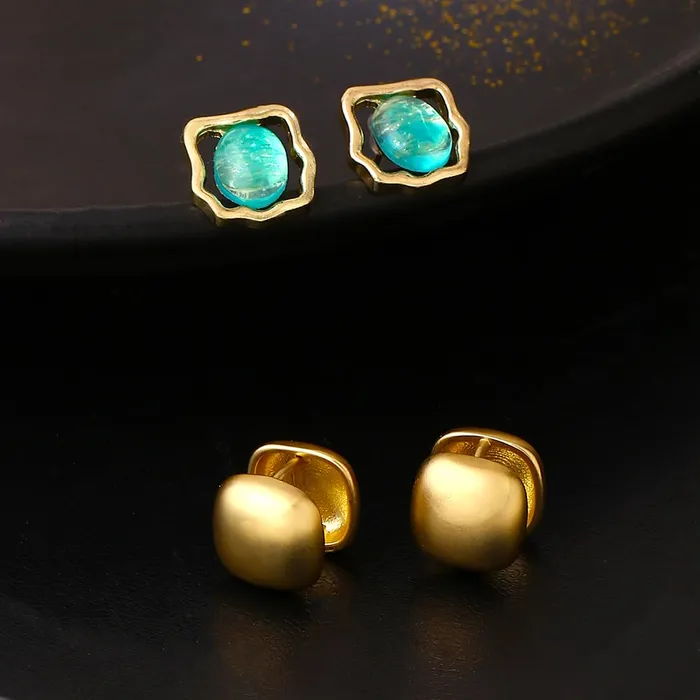 Rings Yellow Chimes Yellow Chimes Earrings for Women and Girls Fashion Golden Stud Earrings For Women Gold Plated 2 Pairs Geometric Shaped Stud Earrings Birthday Gift for Girls Women Anniversary Gift for Wife