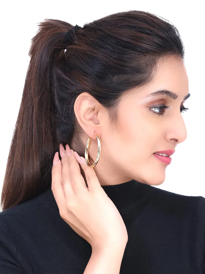 Rings Yellow Chimes Yellow Chimes Hoop Earrings for Women Set Of 9 Pairs Gold Plated Combo Hoop Stud Earrings Set For Women and Girls