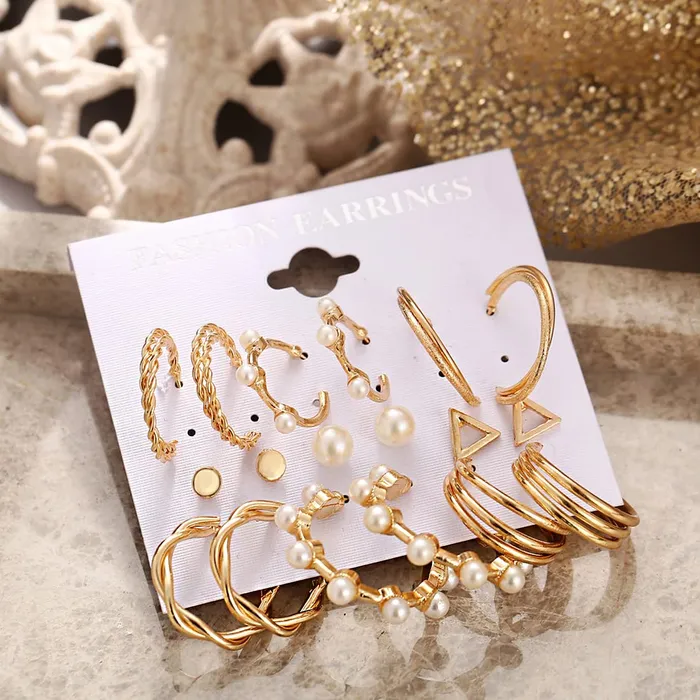 Rings Yellow Chimes Yellow Chimes Hoop Earrings for Women Set Of 9 Pairs Gold Plated Combo Hoop Stud Earrings Set For Women and Girls