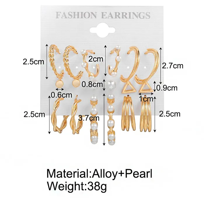 Rings Yellow Chimes Yellow Chimes Hoop Earrings for Women Set Of 9 Pairs Gold Plated Combo Hoop Stud Earrings Set For Women and Girls