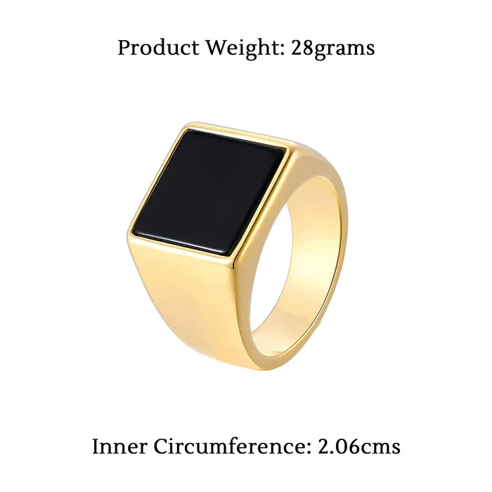 Rings Yellow Chimes Yellow Chimes Rings for Men gold plated Black colored in Center Metal Stainless Steel Band Style Ring for men and Boys