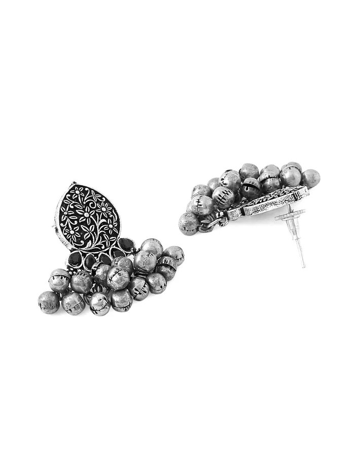 Rings Yellow Chimes Yellow Chimes Silver Oxidised Necklace Set Peacock Design Ghungroo Choker Necklace Set for Women Girls