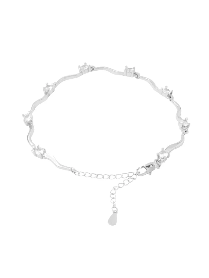 Rings Yellow Chimes Yellow Chimes Valentine Gift for Girls Bracelet for Women and Girls Fashion Silver Crystal Stoned Bracelets for Women Link Chain Silver Tone Crystal Bracelet Birthday And Anniversary Gift