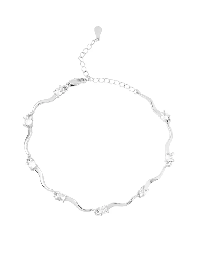 Rings Yellow Chimes Yellow Chimes Valentine Gift for Girls Bracelet for Women and Girls Fashion Silver Crystal Stoned Bracelets for Women Link Chain Silver Tone Crystal Bracelet Birthday And Anniversary Gift