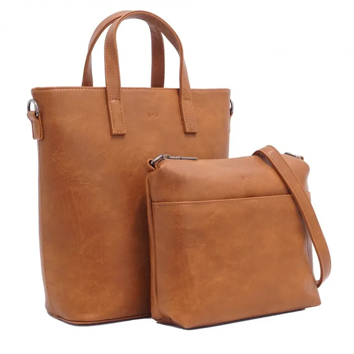 S Q Earrings Lilia 2in1 Satchel Camel
